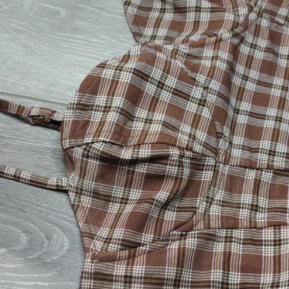H&M Brown Plaid Camisole Top - Picture 4 of 16